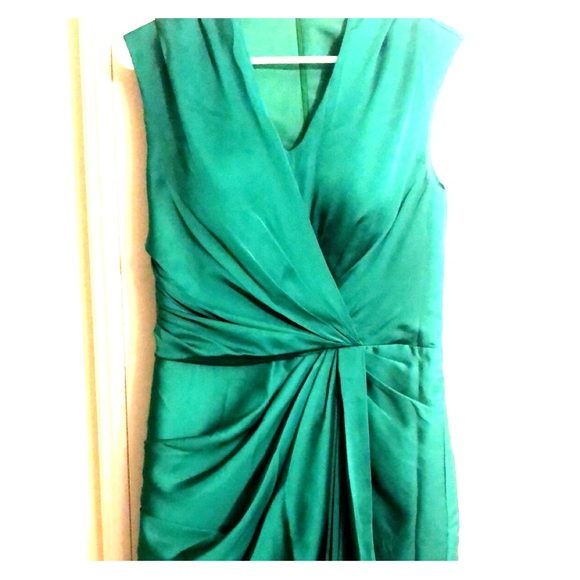 Emerald green silk dress - Picture 1 of 5